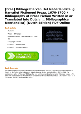 [Free] Bibliografie Van Het Nederlandstalig Narratief