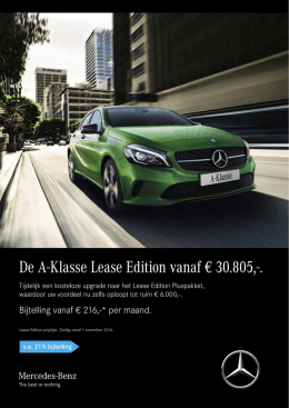 De A-Klasse Lease Edition vanaf € 30.805 - Mercedes-Benz