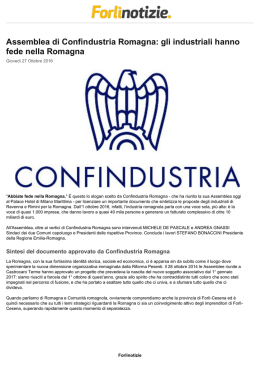Assemblea di Confindustria Romagna: gli industriali