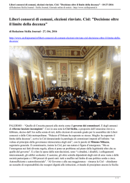 Liberi consorzi di comuni, elezioni rinviate. Cisl