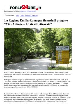 La Regione Emilia-Romagna finanzia il progetto ﬁVias