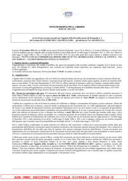 Avviso di asta ad unico incanto per il conferimento della rivendita n