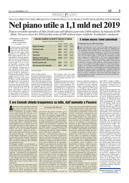 Nel piano utile a 1,1 mld nel 2019