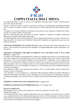coppa italia 2016 – mista - Federazione Italiana Gioco Bridge