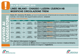 29 e 30 OTTOBRE 2016 LINEE: MILANO – CHIASSO