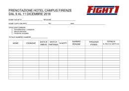 prenotazione hotel campus firenze dal 9 al 11 dicembre
