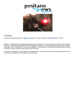 Incidente sulla Sorrentina, aggiornamento: rimossi i veicoli 27/10/2016