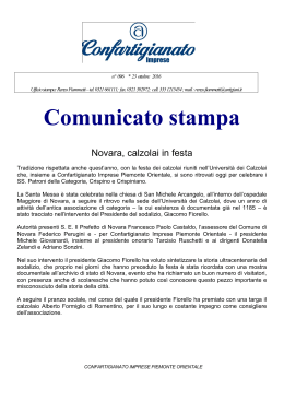 Comunicato stampa - Confartigianato Imprese Piemonte Orientale