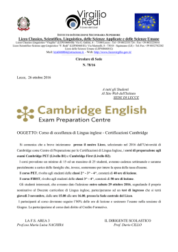 Corso di eccellenza Lingua Inglese Cambridge - Liceo Virgilio-Redi