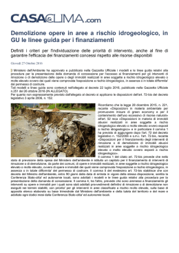 Demolizione opere in aree a rischio idrogeologico, in GU le linee