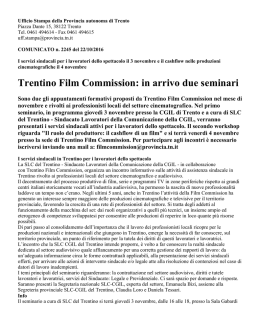 Trentino Film Commission: in arrivo due seminari