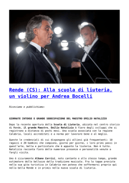 Rende (CS): Alla scuola di liuteria, un violino per Andrea Bocelli