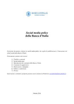 Social media policy della Banca d`Italia