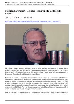 Messina, l`arcivescovo Accolla: "Servire nella carità