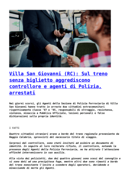 Villa San Giovanni (RC): Sul treno senza biglietto aggrediscono