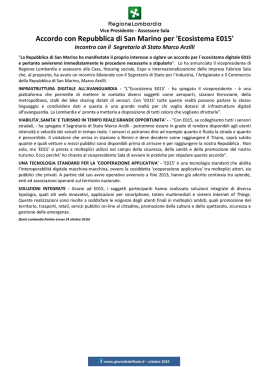 Accordo con Repubblica di San Marino per `Ecosistema E015`