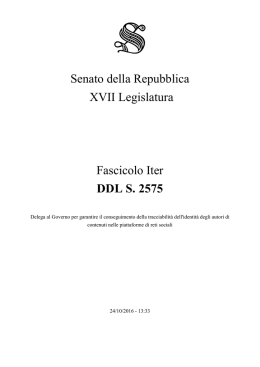 Senato della Repubblica XVII Legislatura Fascicolo Iter DDL S. 2575