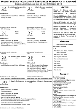 Monti di Sera - Comunit&agrave; Pastorale Madonna di Campo&egrave;