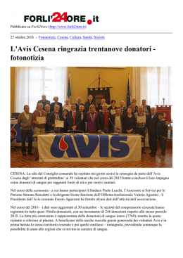 L`Avis Cesena ringrazia trentanove donatori - fotonotizia