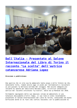 Dall`Italia - Presentato al Salone Internazionale del Libro di Torino il