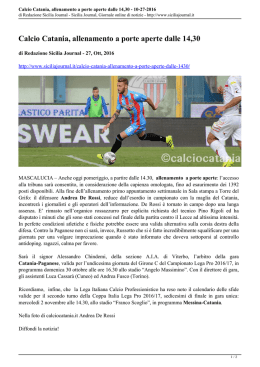 Calcio Catania, allenamento a porte aperte dalle 14