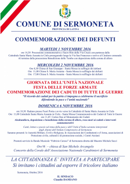 1 e 2 NOVEMBRE 2016 - Comune di Sermoneta