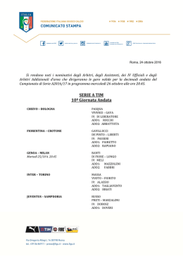 SERIE A TIM 10&ordf; Giornata Andata