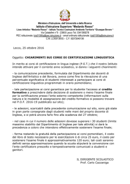 CHIARIMENTI certif. linguistica - Liceo Artistico Statale Medardo