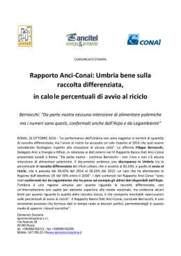 Rapporto Anci-Conai: Umbria bene sulla raccolta differenziata, in