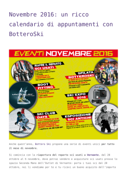 Novembre 2016: un ricco calendario di appuntamenti con BotteroSki