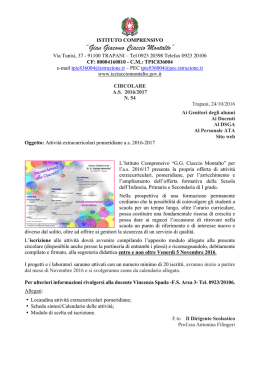 CIRCOLARE N.54 Attività extracurricolari pomeridiane a.s. 2016-201