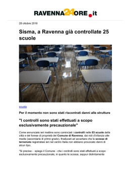 Sisma, a Ravenna già controllate 25 scuole