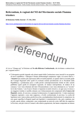Referendum, le ragioni del NO del Movimento