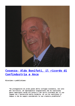 Cosenza: Aldo Bonifati, il ricordo di Confindustria e Ance