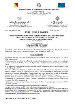 BANDO - AVVISO DI SELEZIONE per "CORSO DI FORMAZIONE