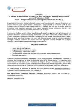 “la tutela e la registrazione dei marchi in Italia e all`estero: strategie e