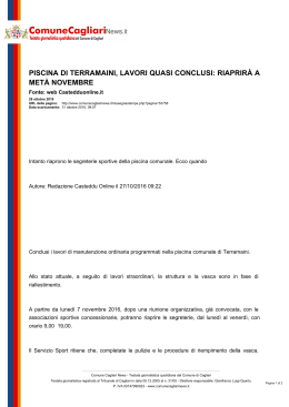 Comune Cagliari News - Piscina di Terramaini, lavori quasi conclusi