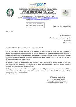 032 Circolare ore eccedenti - Istituto Comprensivo Don Milani