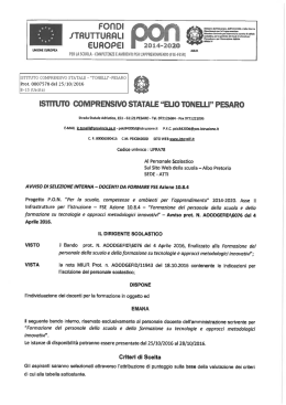 pon 10.8.4 &ndash; formazione del personale &ndash; avviso di selezione interna
