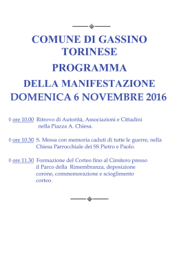 Programma 2016 - Comune di Gassino Torinese