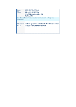 Banca CHE BANCA! S.P.A. Filiale FILIALE DI ROMA VIA