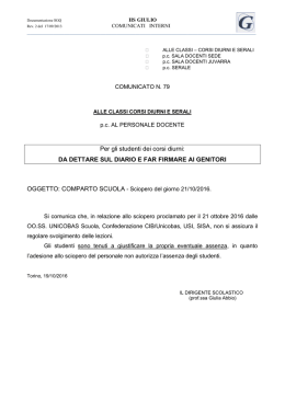 In relazione allo sciopero del comparto scuola proclamato dalle OO