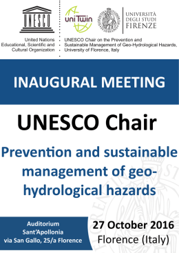 UNESCO CHAIR INAUGURAL MEETING Florence, 27 October