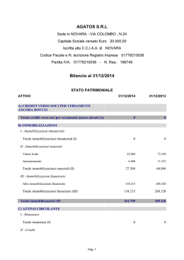 AGATOS SRL Bilancio al 31/12/2014