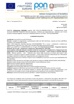 Dichiarazione chiusura progetto PON:Reti Wlan per i