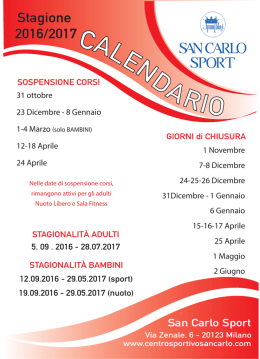 calendario_san carlo - Centro Sportivo San Carlo