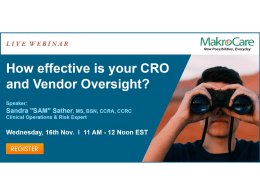 Webinar on How effective is your CRO and Vendor Oversight