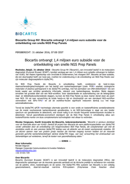 Biocartis ontvangt 1,4 miljoen euro subsidie voor de
