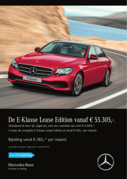 De E-Klasse Lease Edition vanaf € 55.305 - Mercedes-Benz