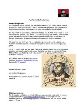`Lutherdag` te Amsterdam Ochtendprogramma Voorafgaande aan